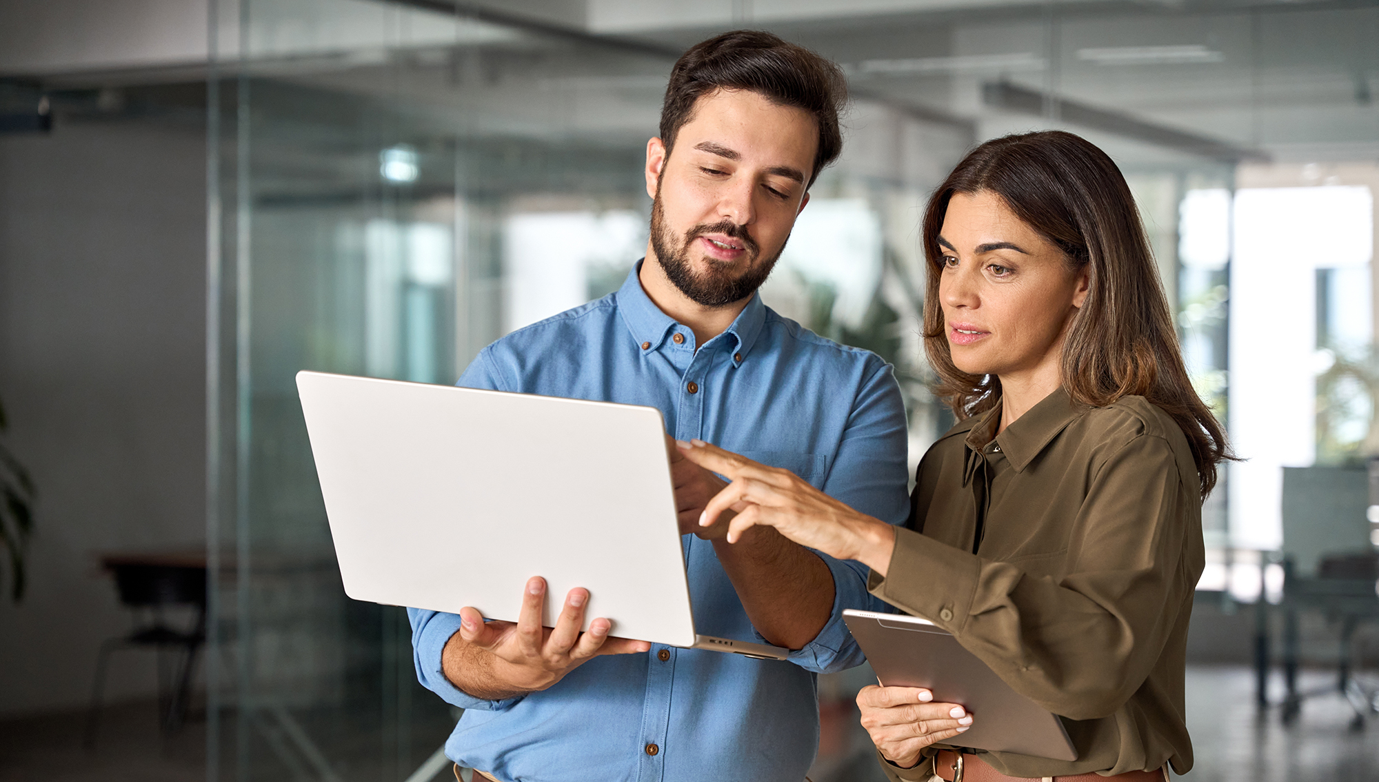 Two,Busy,Professional,Business,People,Working,In,Office,With,Computer.